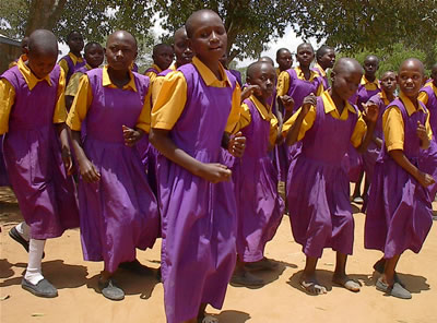 Dancing Kenyan School kids